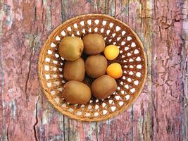 Fruit On The Wooden Background photo