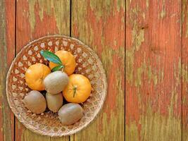 Fruit On The Wooden Background photo