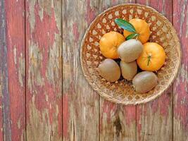 Fruit On The Wooden Background photo