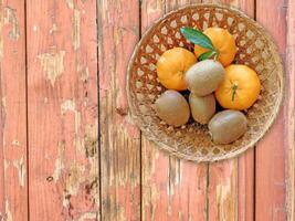 Fruit On The Wooden Background photo