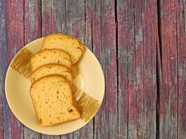 Bread On Wooden Background photo