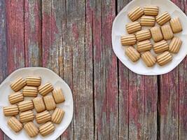 Cookies On The Wooden Background photo