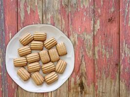 Cookies On The Wooden Background photo