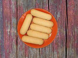 Cookies On The Wooden Background photo