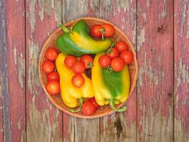 Vegetables On Wooden Background photo