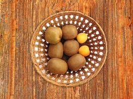 Fruit On The Wooden Background photo