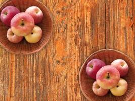 Apples On The Wooden Background photo