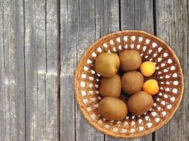 Fruit On The Wooden Background photo