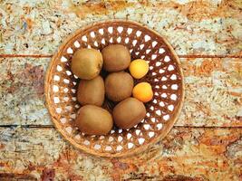 Fruit On The Wooden Background photo