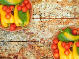 Vegetables On Wooden Background photo