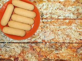 Cookies On The Wooden Background photo