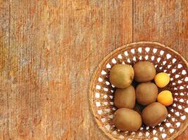 Fruit On The Wooden Background photo