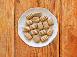 Cookies On The Wooden Background photo