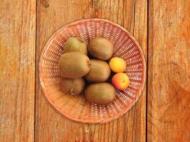 Fruit On The Wooden Background photo