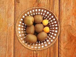 Fruit On The Wooden Background photo