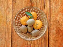 Fruit On The Wooden Background photo