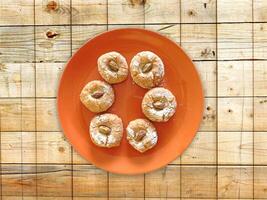 Cookies On The Wooden Background photo