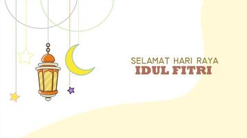 Selamat Hari Raya Idul Fitri Meaning  Happy Eid Mubarak. Eid Mubarak Decoration for Banner Vector illustration video