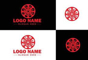 film reel logo icon vector for business brand app icon movie cinema theater video channel cinematography logo template