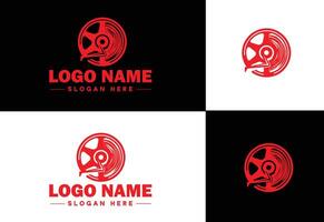 film reel logo icon vector for business brand app icon movie cinema theater video channel cinematography logo template