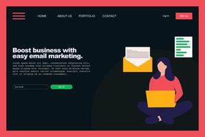 Business marketing services landing page design vector