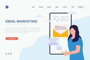 bandeja de entrada correo concepto nuevo mensaje notificación letra en en línea sobre Boletin informativo en teléfono de mano aterrizaje página concepto vector