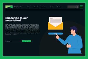 Newsletter landing page design vector