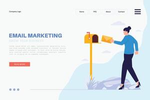 Email marketing and people sent mail in mailbox concept for landing page vector