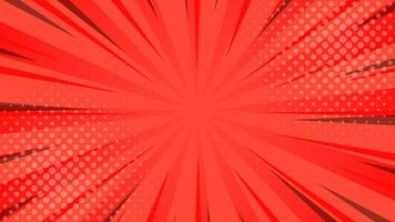 Red pop art comic sunburst effect background with halftone. Cartoon abstract vector background. Suitable for templates, sales banners, events, ads, web, and pages