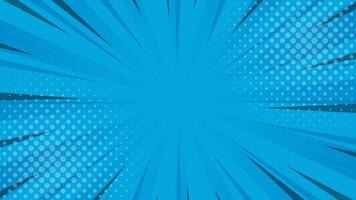 Blue pop art comic sunburst effect background with halftone. Cartoon abstract vector background. Suitable for templates, sales banners, events, ads, web, and pages