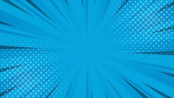 Blue pop art comic sunburst effect background with halftone. Cartoon abstract vector background. Suitable for templates, sales banners, events, ads, web, and pages