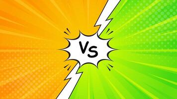 Versus VS pop art comic sunburst effect background with halftone. Bright orange and green abstract background. Suitable for templates, sales banners, events, ads, web, and pages vector