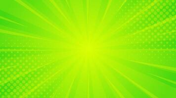 Bright green-yellow gradient abstract background. Green comic sunburst effect background with halftone. Suitable for templates, sales banners, events, ads, web, and pages vector