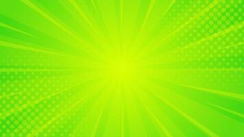 Bright green-yellow gradient abstract background. Green comic sunburst effect background with halftone. Suitable for templates, sales banners, events, ads, web, and pages vector