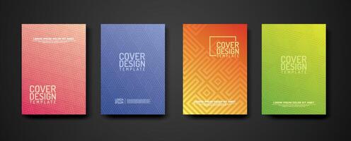 set cover Design template  with geometric lines textured pattern background and dynamic gradation color vector