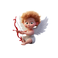 AI generated cupid angel with bow and arrow png