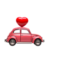 ai generado un rosado coche con un corazón en parte superior de eso png