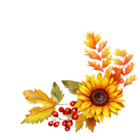 AI generated autumn flowers and leaves on transparent background png