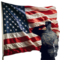 AI generated military soldier saluting american flag png