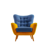 AI generated a blue and yellow chair on a transparent background png