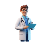 AI generated doctor holding a tablet, png