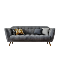 AI generated a grey sofa with pillows on it png