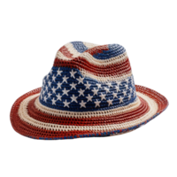 ai generato patriottico cappello con stelle e strisce su trasparente sfondo png