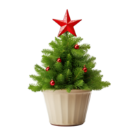 AI generated christmas tree in pot on transparent background png