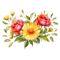 ai généré aquarelle fleurs sur transparent Contexte png