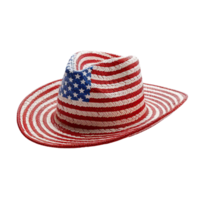 ai generato patriottico cappello con stelle e strisce su trasparente sfondo png