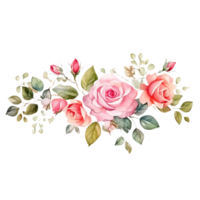 AI generated watercolor roses on transparent background png