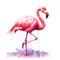 AI generated flamingo watercolor painting png