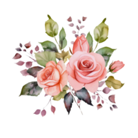 AI generated watercolor roses on transparent background png