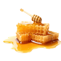 AI generated honey and honeycomb on a transparent background png